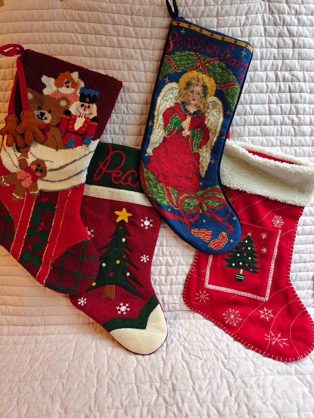 Vintage Christmas Stockings Lot of 4 - 90s Y2K Christmas